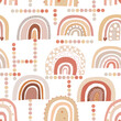 Seamless baby shower hand drawn boho design rainbows pattern