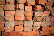 Selected Red Bricks. Recycling Of Building Material After Destruction