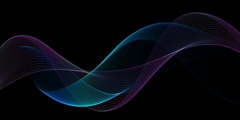 Abstract background with flowing grid line. Dynamic waves