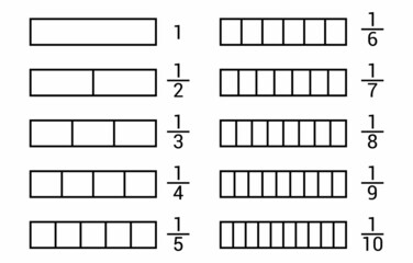 Sticker - whole half third fourth fifth sixth seventh eighth fraction bar