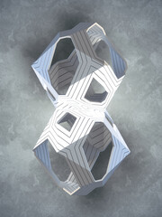 Leinwandbilder - White geometric figure with a shadow on gray grungy wall. Abstract background. 3d rendering digital illustration