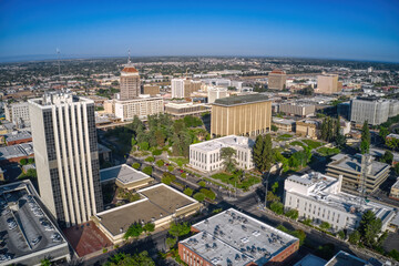 Canvas Print - Aerial View of the Fresno, California Skyline
