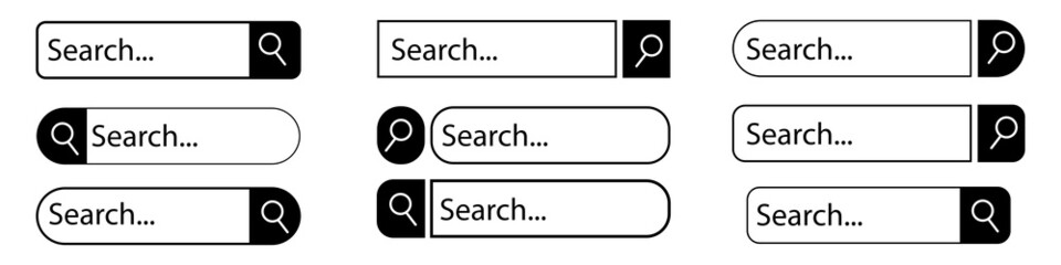 Poster - Search bar icon. Computer interface. Search form template. Ui design concept. Vector illustration. Stock image. 