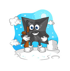 Poster - shuriken soldier in winter. character mascot vector