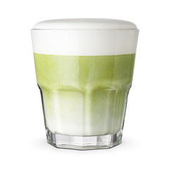 Matcha latte green tea isolated on white background.