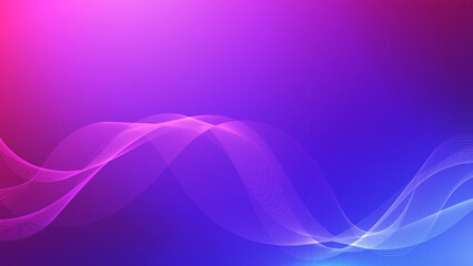 Abstract purple and pink gradient waves background. Glowing lines on purple background