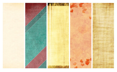 Poster - Set of retro backgrounds in shabby chic style with old paper texture and stripe patterns