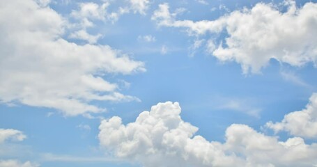 Wall Mural - Time lapse clouds and sunny blue sky, white clouds on blue sky, aerial view, cloud drone movement time, natural blue sky and white weather.