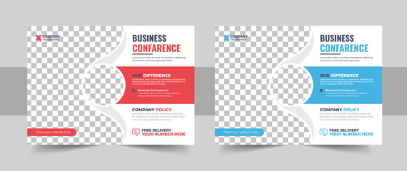 Wall Mural - conference flyer or invitation banner template design, annual corporate business workshop, meeting &