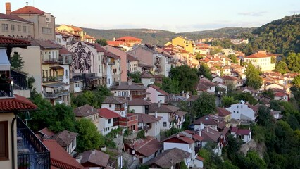 Wall Mural - Old part of Veliko Tarnovo city in North Bulgaria, 4k video