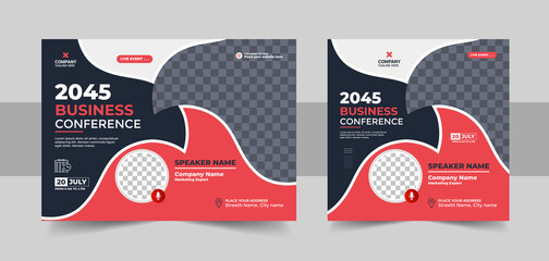 Wall Mural - business conference live webinar banner invitation and social media post template or business webina