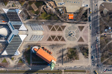 Germany, Berlin, Aerial View Of Alexanderplatz And Saint Marys Church