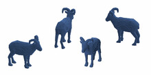 Barbary Sheep Made From Cubes. Arrui. Voxel Art. Futuristic Concept. 3d Vector Illustration. Dimetric Projection.