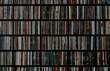 Shelf Filled with Vinyl Records Albums Covers. Music Store Pattern Background.