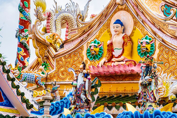 Nakhon Sawan, Thailand - March, 23, 2022 : Shrine Serpent king Chan Sen Is a Chinese style temple Created for people to worship gods.