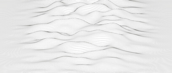 Poster - Monochrome sound line waves abstract background . Distorted line shapes on a white background.