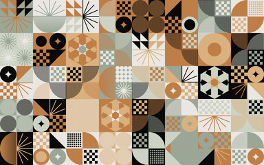 Aufkleber - bauhaus inspired graphic pattern artwork made with abstract vector geometric shapes
