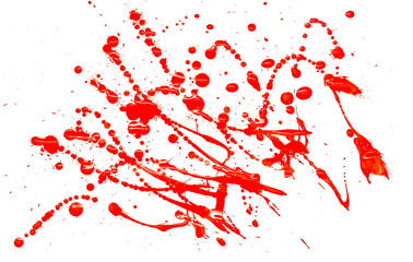 Wall Mural - Drops of red paint on a white background.