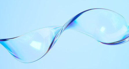 Poster - Wavy glass shape 3d rendering illustration.
