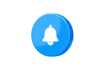 Fototapete - Blue notification message 3d icon isolated on white background of minimal bell sign alert alarm sms notice or social reminder chat symbol button and receive attention unread mailbox contact bubble.