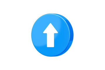 Wall Mural - blue up arrow 3d icon isolated on white background with growth development direction symbol or compl