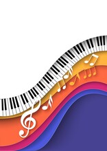 Piano Keyboard And Note Music Abstract Background