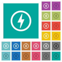 Poster - Lightning in circle outline square flat multi colored icons