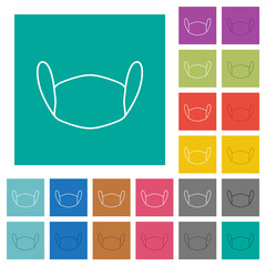 Canvas Print - Medical face mask outline square flat multi colored icons