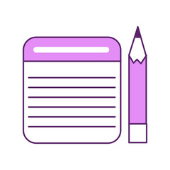 Poster - Notepad and pencil semi flat color vector element. Full sized object on white. Blank notebook. Write down message simple cartoon style illustration for web graphic design and animation