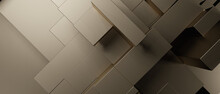 Abstract Shiny 3D Cubes Trendy Futuristic Gray Banner Background Wallpaper 3D Illustration
