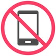No cell phone icon, prohibition sign vector illustration