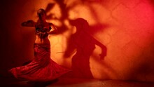 Sexy Indian Dancer Is Performing Traditional Dance, Exotic Dancing Show, Stunning Busty Woman