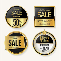 Sticker - Collection of golden badges and labels retro super sale style