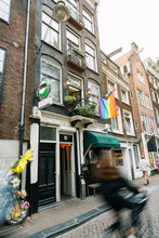 Exterior Of Typical Brick Residential Building In Amsterdam