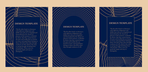 a set of luxury templates for invitation letter, business letter, diploma, diploma, placement of text, flyers, congratulatory letter, information, background in blue with gold abstract ornament