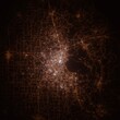 Lafayette (Louisiana, USA) street lights map. Satellite view on modern city at night. Imitation of aerial view on roads network. 3d render