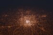 Aerial shot of Springfield (Missouri, USA) at night, view from north. Imitation of satellite view on modern city with street lights and glow effect. 3d render