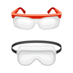 Safety glasses and mask set. Industrial protective equipment vector illustration