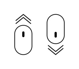 Fototapete - Mouse down and up. Scroll with arrow down and up. Icon of computer mouse. Line button for web and computer. Flat icons isolated on white background. Swipe symbol for pc. Vector