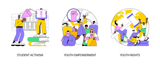 Poster - social movement abstract concept vector illustration set. student activism, youth empowerment, young