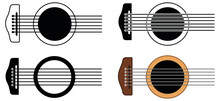 Acoustic Guitar Strings Clipart Set - Outline, Silhouette And Color