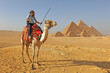 Tourist picture at pyramid complex at Giza, Egypt