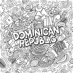 Sticker - Dominican Republic hand drawn cartoon doodle illustration. Funny local design.