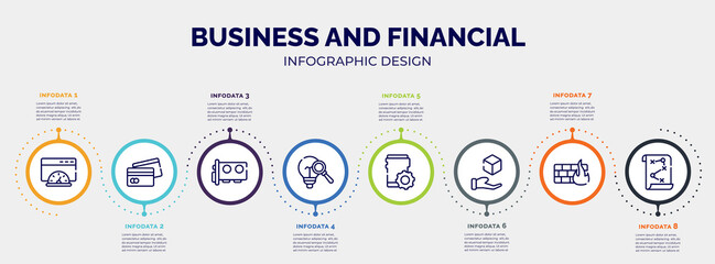 Poster - infographic for business and financial concept. vector infographic template with icons and 8 option or steps. included possibility, money flow, abacus, opinion, coworking, payment method,