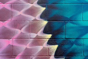 Wall Mural - Painted block wall background.