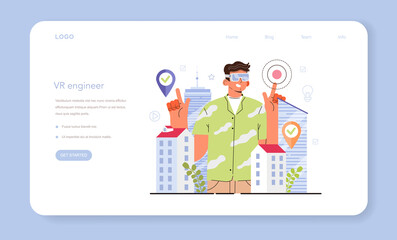 Poster - Virtual reality designer web banner or landing page. Futuristic digital