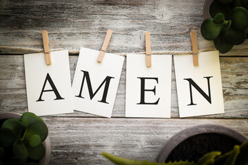 Wall Mural - The Word AMEN Concept Printed on Cards