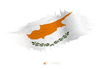 Sticker - Painted brushstroke flag of Cyprus with waving effect.