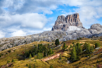 Wall Mural - Passo Falzarego is a mountain pass in the Italian Dolomite Mountains