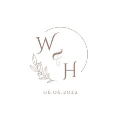 Letter WH wedding initial logo design